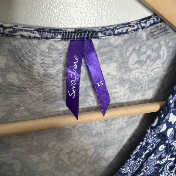 Seraphine Maternity Maxi Dress XS Blue White Floral V-Neck Short Sleeve Boho - Picture 5 of 8